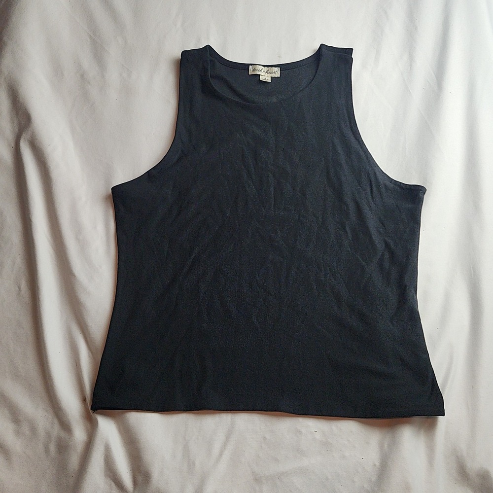Derek Heart Tank Top Sleeveless High Neck Navy Women's Size XL